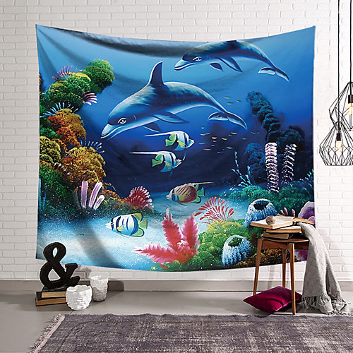 

Wall Tapestry Art Decor Blanket Curtain Hanging Home Bedroom Living Room Decoration Polyester Dolphin