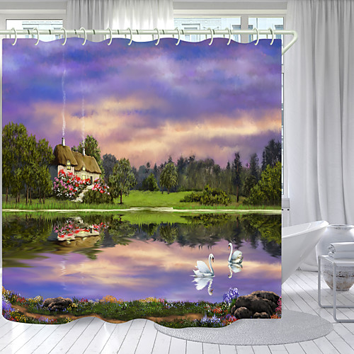

Mandarin Duck In Front Of The House Digital Printing Shower Curtain Shower Curtains Hooks Modern Polyester New Design