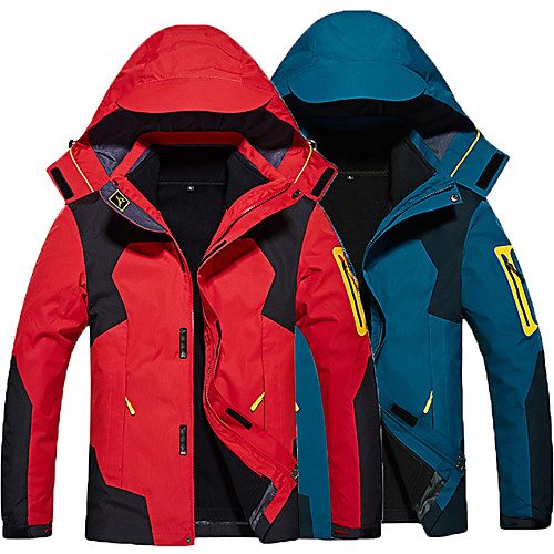 

Men's Hiking 3-in-1 Jackets Hiking Fleece Jacket Winter Outdoor Thermal Warm Waterproof Windproof Quick Dry Coat Top Cotton Skiing Camping / Hiking Casual Denim Blue Black gray Red Army Green