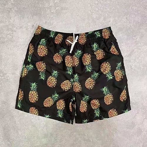 

Men's Casual / Sporty Outdoor Sports Daily Beach Shorts Pants Pineapple Short Drawstring Elastic Drawstring Design White Black Blue Yellow