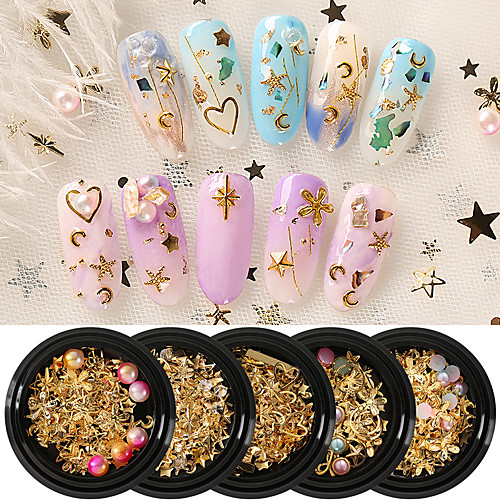

Rivets Nail Decoration Mixed Metal Ring Pearl Nail Jewelry Japanese Nail Sequins Nail Art