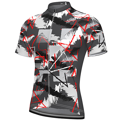 

21Grams Men's Short Sleeve Cycling Jersey Spandex Dark Gray Camo / Camouflage Bike Top Mountain Bike MTB Road Bike Cycling Breathable Quick Dry Sports Clothing Apparel / Athleisure