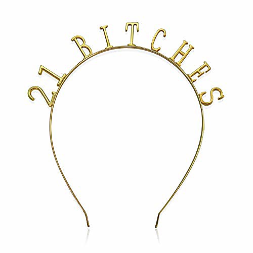 

fun 21st birthday memorabilia party headband tiara and party hat alternative one size gold