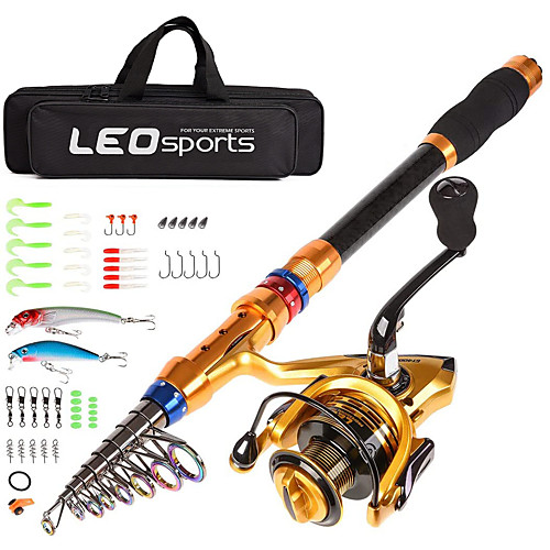 

Telescopic Fishing Rod and Reel Combo Carbon Fiber Fishing Pole and Reel with Lures Tackle Hooks Carrier Bag 1.8/2.1/2.4/2.7/3.0/3.6m for Sea Fishing Saltwater and Freshwater