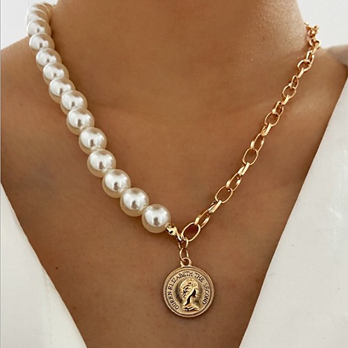 

Women's Men's Pendant Necklace Necklace Mismatched Face Simple Vintage European Imitation Pearl Alloy Gold 40-60 cm Necklace Jewelry 1pc For Party Evening Street Prom Birthday Party Festival