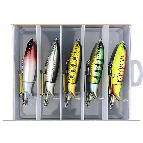 

5 pcs Lure kit Fishing Lures Whopper Plopper lifelike 3D Eyes Rotating Tail Bass Trout Pike Lure Fishing Freshwater and Saltwater