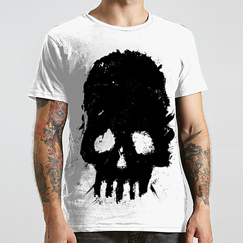 

Men's Unisex Tee T shirt 3D Print Graphic Prints Skull Plus Size Print Short Sleeve Casual Tops Fashion Designer Big and Tall White