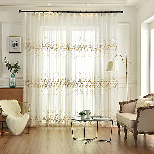 

Two Panel Korean Pastoral Style Embroidered Window Screen Living Room Bedroom Dining Room Children's Room Translucent Tulle
