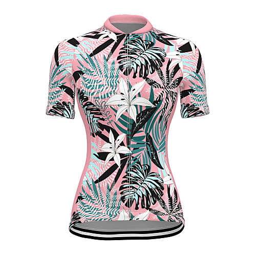 

21Grams Women's Short Sleeve Cycling Jersey Spandex Pink Floral Botanical Bike Top Mountain Bike MTB Road Bike Cycling Breathable Sports Clothing Apparel / Stretchy / Athleisure