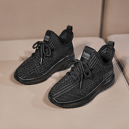

Boys' Trainers Athletic Shoes Comfort Elastic Fabric Lace up Big Kids(7years ) Athletic Daily Running Shoes Walking Shoes Black Gray Summer