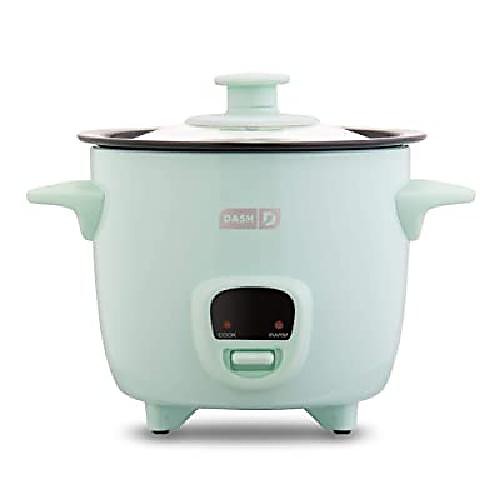 

dash drcm200gbaq04 mini rice cooker steamer with removable nonstick pot, keep warm function & recipe guide, aqua