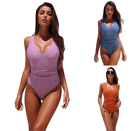 

Women's One Piece Swimsuit Nylon Swimwear Bodysuit Quick Dry Breathable Sleeveless Swimming Surfing Water Sports Solid Colored Summer