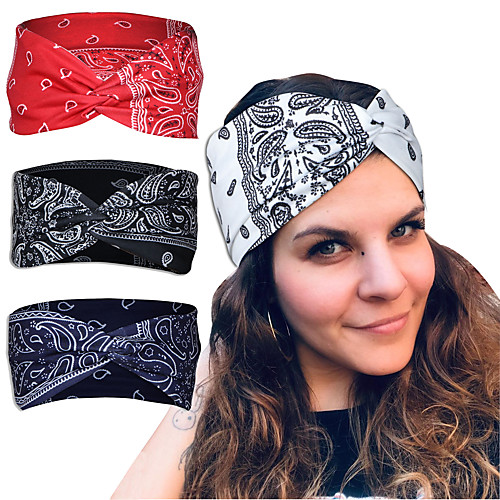 

cross-border new european and american jewelry printing plaid headscarf cross headband ladies sports sweat-absorbent yoga headband headband