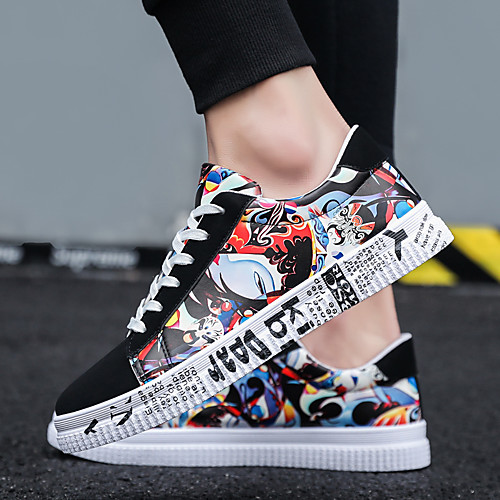 

Unisex Sneakers Sporty Casual Daily Outdoor Walking Shoes PU Breathable Non-slipping Wear Proof Black / Red Black / Blue Spring Summer