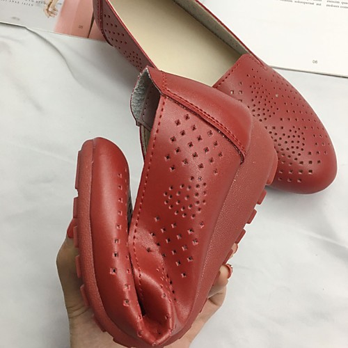 

Women's Loafers & Slip-Ons Flat Heel Round Toe PU Synthetics Black Red Beige