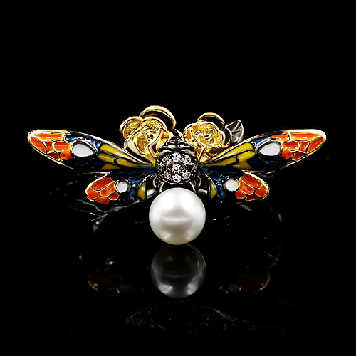

Ring Pearl Mixed Color Black Brass Bee Artistic Unique Design Fashion 1pc 6 7 8 9 10 / Women's