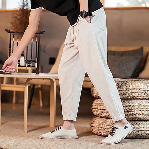 

Men's Casual / Sporty Athleisure Breathable Outdoor Sports Sport Daily Pants Trousers Pants Plain Ankle-Length Drawstring Pocket ArmyGreen Black Wine Navy Blue Beige