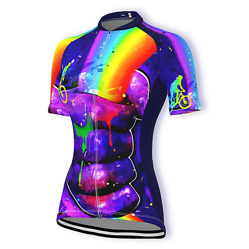 

21Grams Women's Short Sleeve Cycling Jersey Nylon RedBlue Rainbow Gradient 3D Bike Jersey Top Mountain Bike MTB Road Bike Cycling Quick Dry Breathable Sports Clothing Apparel / Micro-elastic