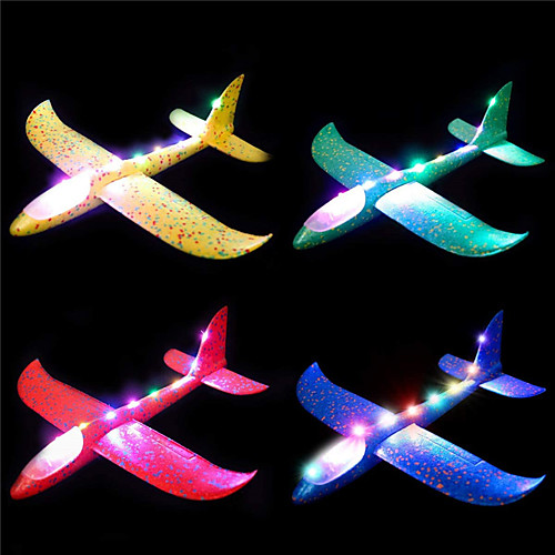 

4 Pack Flashing Glider Plane Illuminated Colored led Lights Play at Night Foam Airplane with 2 Flight Mode Airplane Toys Gift