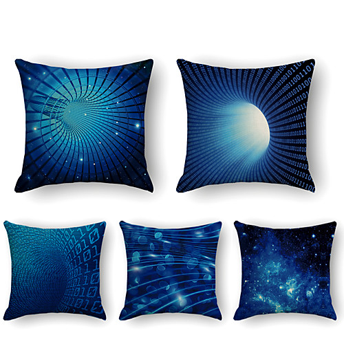 

Cushion Cover 5PC Linen Soft Decorative Square Throw Pillow Cover Cushion Case Pillowcase for Sofa Bedroom 45 x 45 cm (18 x 18 Inch) Superior Quality Machine Washable Blue Starry Sky