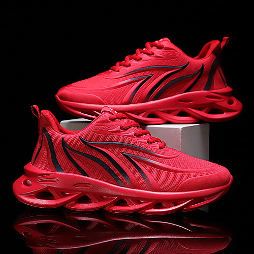 

Men's Trainers Athletic Shoes Sporty Look Casual Athletic Walking Shoes Tissage Volant Breathable Non-slipping Wear Proof Black Red Blue Spring
