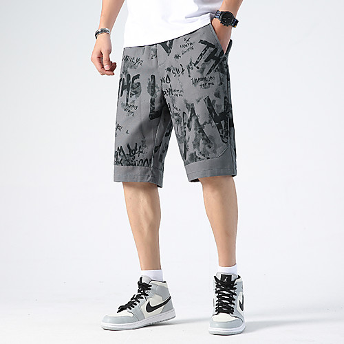 

Men's Shorts Shorts Pants Solid Color Knee Length Black Khaki Gray