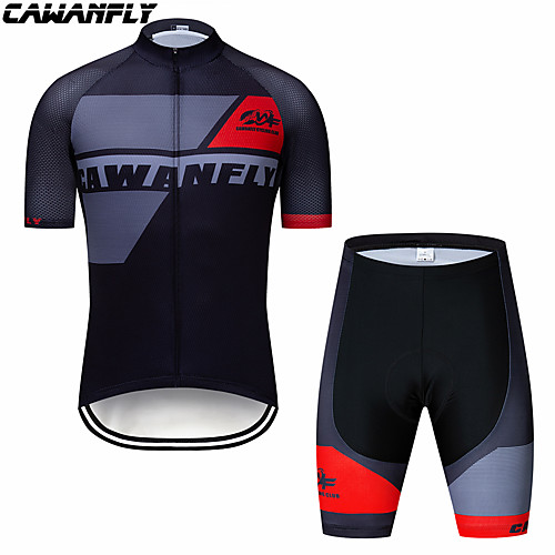 

CAWANFLY Boys' Short Sleeve Cycling Padded Shorts Cycling Jersey with Bib Shorts Cycling Jersey with Shorts Spandex Red / White Black / Red Black / Yellow Bike Shorts Breathable Sports Geometic