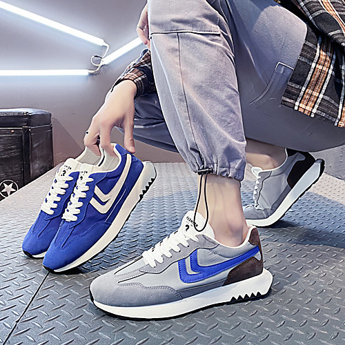 

Men's Trainers Athletic Shoes Sporty Casual Daily Outdoor Running Shoes Walking Shoes PU Breathable Non-slipping Wear Proof Black Blue Gray Spring Summer