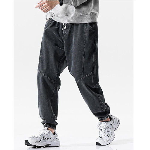 

Men's Chino Jeans Pants Letter Black Blue