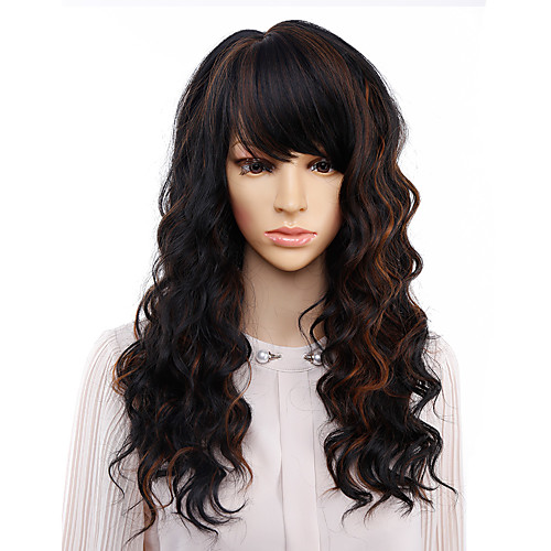 

Long Natural Wave Wigs for Women Black Brown Ombre Blonde Wig With Bangs Bob Synthetic Hair wigs Peruca Cosplay and Party