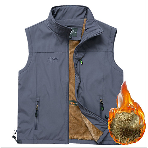 

Men's Fishing Vest Outdoor Thermal Warm Multi-Pockets Quick Dry Lightweight Vest / Gilet Winter Fishing Photography Camping & Hiking Black Army Green Khaki / Fleece / Short Sleeves / Micro-elastic