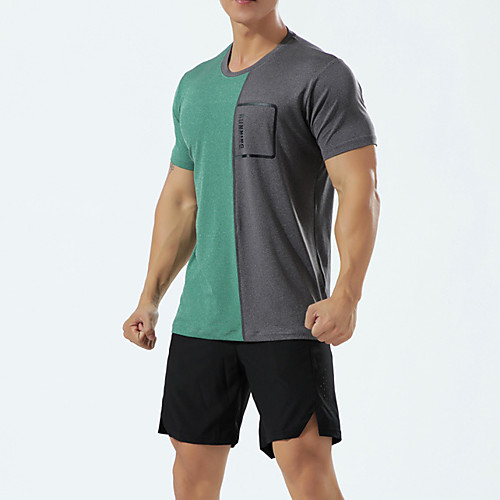 

Men's Tee / T-shirt Patchwork Crew Neck Spandex Color Block Letter & Number Sport Athleisure T Shirt Top Short Sleeves Breathable Moisture Wicking Soft Comfortable Exercise & Fitness Running Everyday