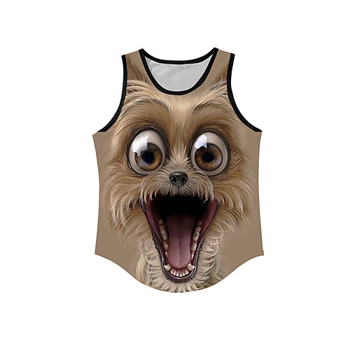 

Men's Tank Top Undershirt 3D Print Graphic Prints Animal Print Sleeveless Daily Tops Casual Designer Big and Tall Brown