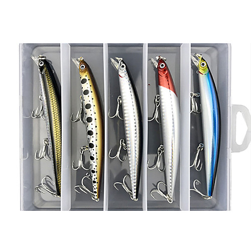 

5 pcs Lure kit Fishing Lures Minnow lifelike 3D Eyes Floating Bass Trout Pike Sea Fishing Lure Fishing Freshwater and Saltwater