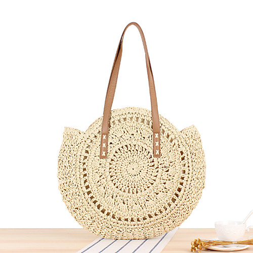 

Women's Bags Tote Straw Bag Bohemian Style Solid Color Daily Holiday Straw Bag Handbags Brown Beige