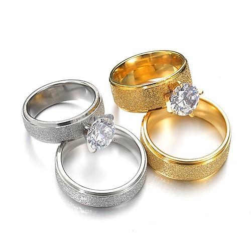 

fashion stainless steel couple ring frosted zircon wedding ring jewelry