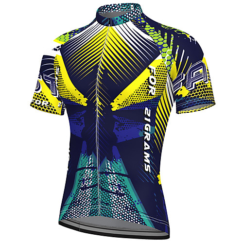 

21Grams Men's Short Sleeve Cycling Jersey Spandex Yellow Green Bike Top Mountain Bike MTB Road Bike Cycling Breathable Quick Dry Sports Clothing Apparel / Athleisure