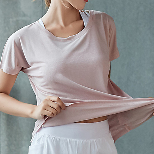 

Women's Tee / T-shirt Asymmetric Hem Crew Neck Solid Color Sport Athleisure T Shirt Top Short Sleeves Quick Dry Breathable Soft Comfortable Everyday Use Casual Daily Outdoor