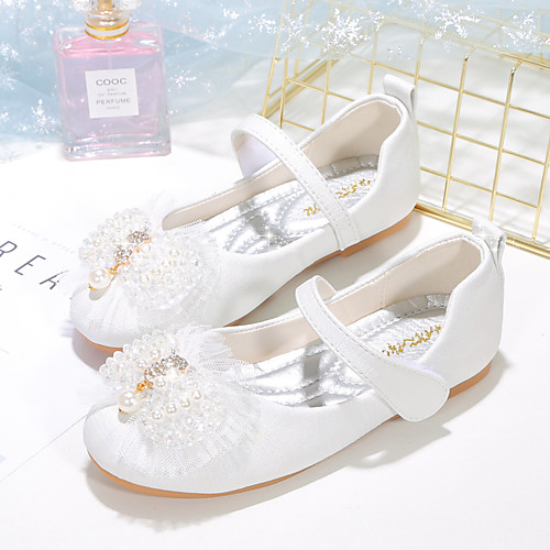 

Girls' Flats Flower Girl Shoes Princess Shoes School Shoes Rubber PU Little Kids(4-7ys) Big Kids(7years ) Daily Party & Evening Walking Shoes Rhinestone Bowknot Sparkling Glitter White Pink Fall