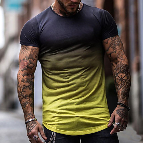 

Men's Short Sleeve Running Shirt Tee Tshirt Top Athletic Athleisure Summer Moisture Wicking Quick Dry Breathable Fitness Gym Workout Running Jogging Exercise Sportswear Color Gradient Blue Purple Red