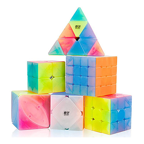 

Qiyi Jelly Cube Set 6 Pack Speed Cube Set 2x2 3x3 4x4 Pyramid Skewb Ivy Cube- Qiyi Qidi S Warrior W Qiyuan Qiming Puzzle Cubes Bundle for Kids Adults