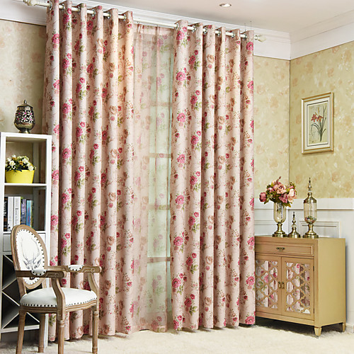 

Two Panel American Small Floral Print Blackout Curtains Living Room Bedroom Dining Children's Room Curtains