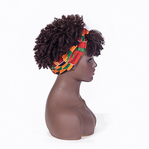 

european and american wigs female turban wig chemical fiber short curly hair with headgearcross-border wigs mechanism hair with headgear