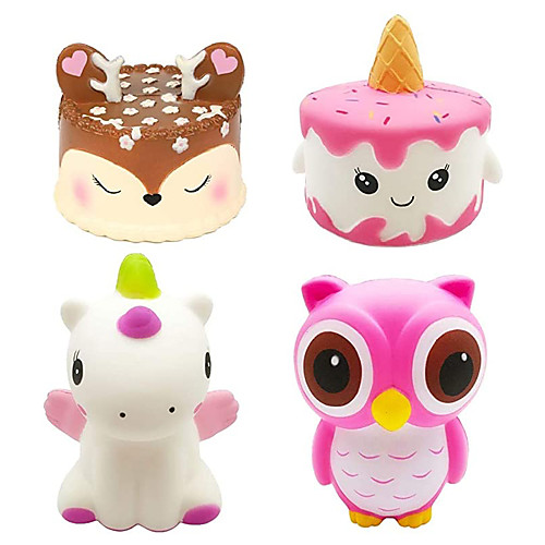 

4PCS Jumbo Slow Rising Squishies Kawaii Cute Deer Cake Unicorn Cake Dinosaur Owl Cream Scented Squishy Kids Toys Doll Stress Relief Toy Props Decorative Props Large