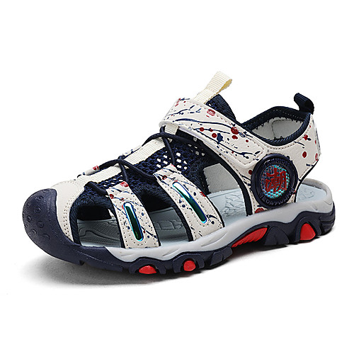 

Boys' Sandals Comfort PU Big Kids(7years ) Daily Water Shoes Upstream Shoes White Red Blue Summer