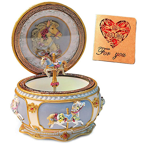 

Music Box Carousel Music Box 1 pcs Gift Music & Light Color Changing Resin For Kid's Adults' Boys and Girls