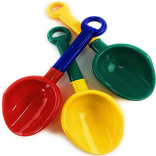 

10.5 Inch Kids Multi-Color Sand Scoop Plastic Shovels for Sand and Beach (Red/Blue, Yellow/Green, Green/Yellow) Complete Gift Set Bundle - 3 Pack