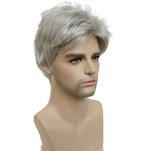 

Short Silver gray Wig Mens Short Synthetic Hair Wigs COLOUR CHOICES