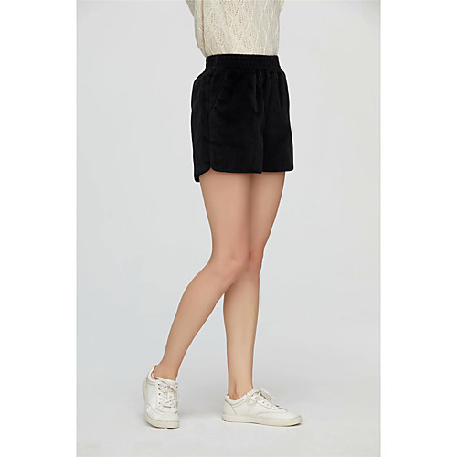 

Women's Basic Chino Comfort Casual Daily Shorts Pants Plain Short Pocket Elastic Waist Black