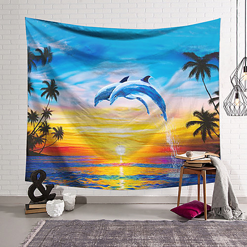 

Wall Tapestry Art Decor Blanket Curtain Hanging Home Bedroom Living Room Decoration Polyester Dolphin